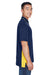 UltraClub 8406 Mens Cool & Dry Moisture Wicking Short Sleeve Polo Shirt Navy Blue/Gold Model Side