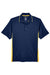 UltraClub 8406 Mens Cool & Dry Moisture Wicking Short Sleeve Polo Shirt Navy Blue/Gold Flat Front