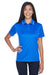 UltraClub 8406L Womens Cool & Dry Moisture Wicking Short Sleeve Polo Shirt Royal Blue/White Model Front