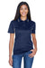 UltraClub 8406L Womens Cool & Dry Moisture Wicking Short Sleeve Polo Shirt Navy Blue/White Model Front