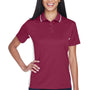 UltraClub Womens Cool & Dry Moisture Wicking Short Sleeve Polo Shirt - Maroon/White