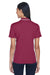 UltraClub 8406L Womens Cool & Dry Moisture Wicking Short Sleeve Polo Shirt Maroon/White Model Back