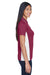 UltraClub 8406L Womens Cool & Dry Moisture Wicking Short Sleeve Polo Shirt Maroon/White Model Side