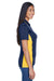 UltraClub 8406L Womens Cool & Dry Moisture Wicking Short Sleeve Polo Shirt Navy Blue/Gold Model Side