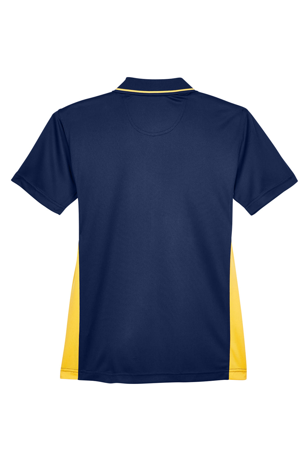 UltraClub 8406L Womens Cool & Dry Moisture Wicking Short Sleeve Polo Shirt Navy Blue/Gold Flat Back