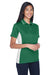 UltraClub 8406L Womens Cool & Dry Moisture Wicking Short Sleeve Polo Shirt Forest Green/White Model 3q