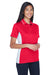 UltraClub 8406L Womens Cool & Dry Moisture Wicking Short Sleeve Polo Shirt Red/White Model 3q