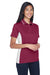 UltraClub 8406L Womens Cool & Dry Moisture Wicking Short Sleeve Polo Shirt Maroon/White Model 3q