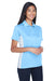 UltraClub 8406L Womens Cool & Dry Moisture Wicking Short Sleeve Polo Shirt Columbia Blue/White Model 3q