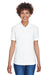 UltraClub 8414 Womens Cool & Dry Elite Performance Moisture Wicking Short Sleeve Polo Shirt White Model Front