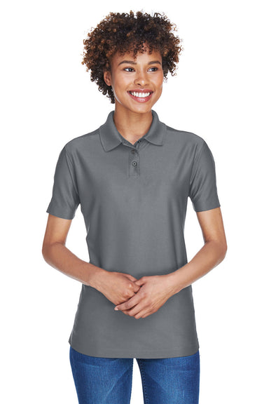 UltraClub 8414 Womens Cool & Dry Elite Performance Moisture Wicking Short Sleeve Polo Shirt Charcoal Grey Model Front