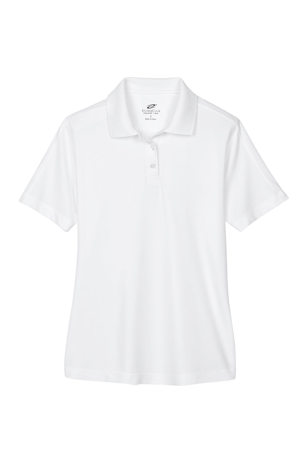 UltraClub 8414 Womens Cool & Dry Elite Performance Moisture Wicking Short Sleeve Polo Shirt White Flat Front