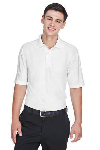 UltraClub 8415/8415T Mens Cool & Dry Elite Performance Moisture Wicking Short Sleeve Polo Shirt White Model Front