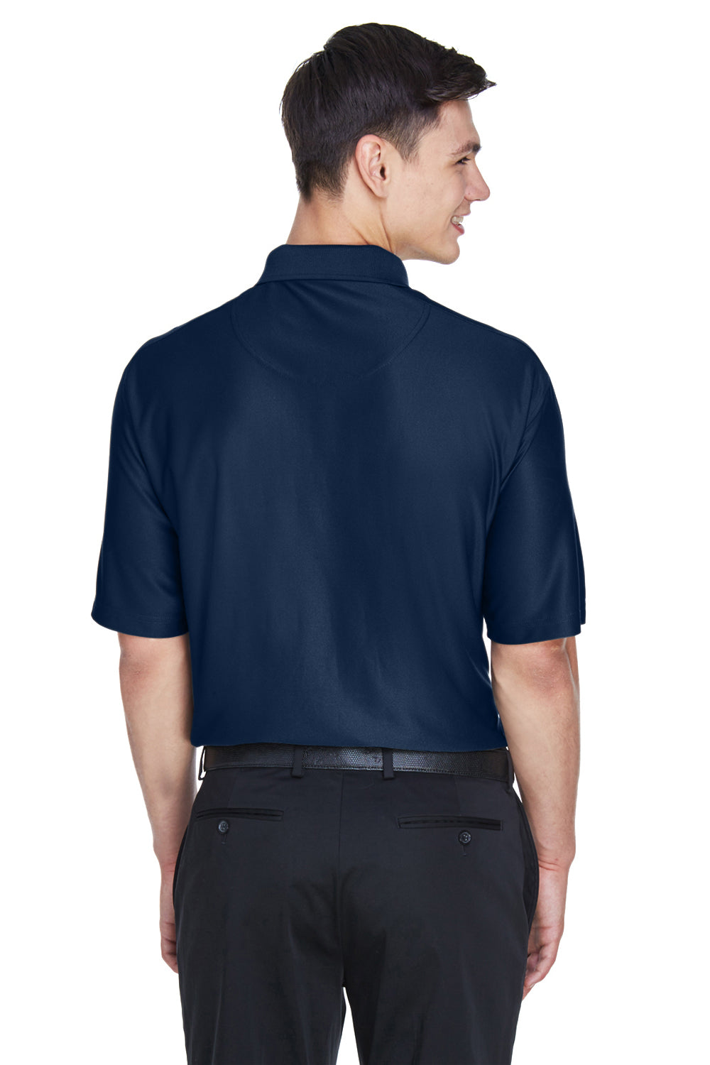 UltraClub 8415/8415T Mens Cool & Dry Elite Performance Moisture Wicking Short Sleeve Polo Shirt Navy Blue Model Back