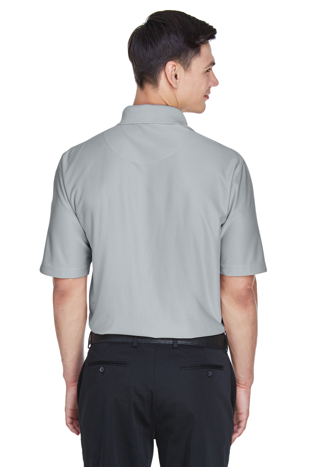 UltraClub 8415/8415T Mens Cool & Dry Elite Performance Moisture Wicking Short Sleeve Polo Shirt Grey Model Back