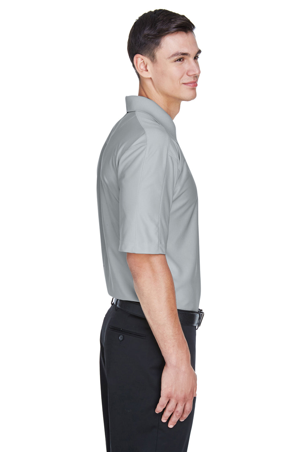 UltraClub 8415/8415T Mens Cool & Dry Elite Performance Moisture Wicking Short Sleeve Polo Shirt Grey Model Side