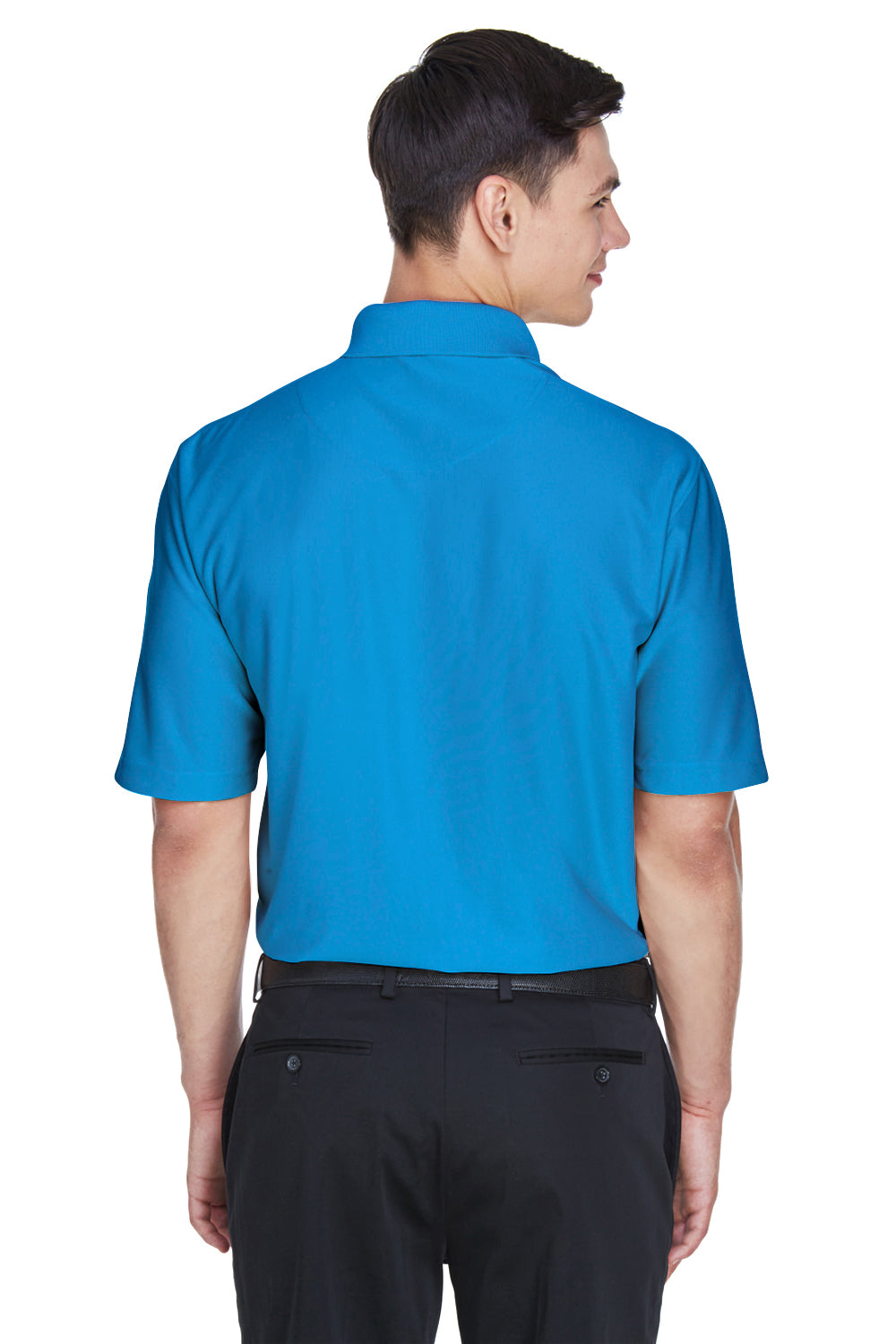 UltraClub 8415/8415T Mens Cool & Dry Elite Performance Moisture Wicking Short Sleeve Polo Shirt Pacific Blue Model Back