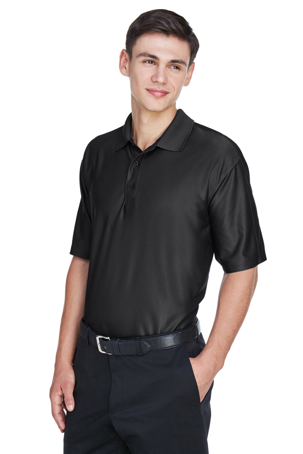 UltraClub 8415/8415T Mens Cool & Dry Elite Performance Moisture Wicking Short Sleeve Polo Shirt Black Model 3q