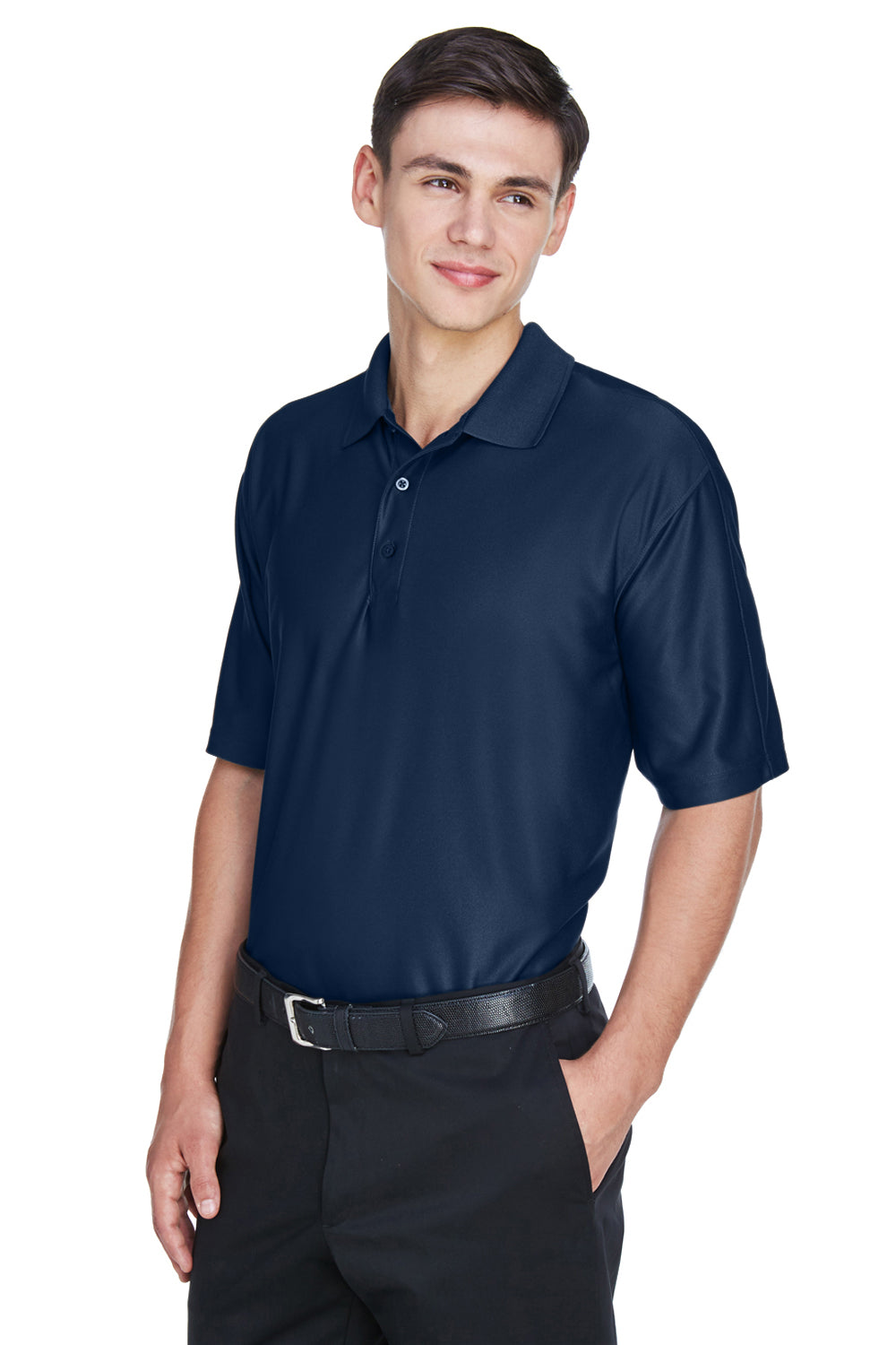 UltraClub 8415/8415T Mens Cool & Dry Elite Performance Moisture Wicking Short Sleeve Polo Shirt Navy Blue Model 3q