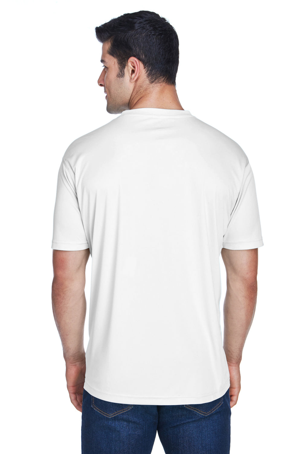 UltraClub 8420 Mens Cool & Dry Performance Moisture Wicking Short Sleeve Crewneck T-Shirt White Model Back