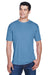 UltraClub 8420 Mens Cool & Dry Performance Moisture Wicking Short Sleeve Crewneck T-Shirt Indigo Blue Model Front