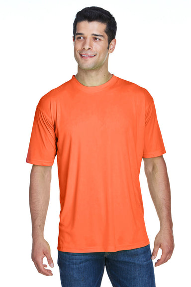 UltraClub 8420 Mens Cool & Dry Performance Moisture Wicking Short Sleeve Crewneck T-Shirt Bright Orange Model Front