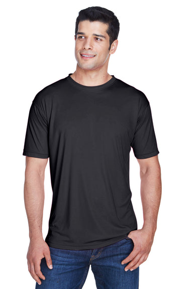 UltraClub 8420 Mens Cool & Dry Performance Moisture Wicking Short Sleeve Crewneck T-Shirt Black Model Front