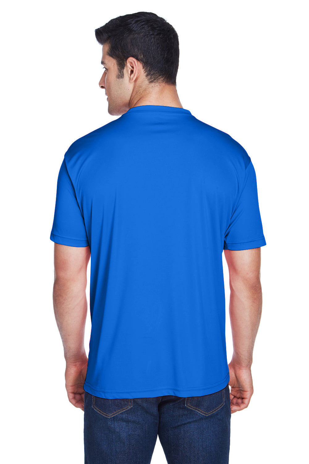 UltraClub 8420 Mens Cool & Dry Performance Moisture Wicking Short Sleeve Crewneck T-Shirt Royal Blue Model Back