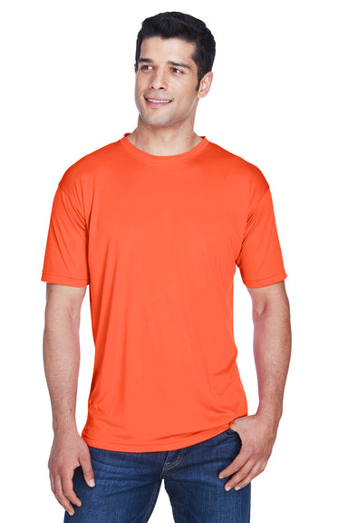 UltraClub 8420 Mens Cool & Dry Performance Moisture Wicking Short Sleeve Crewneck T-Shirt Orange Model Front