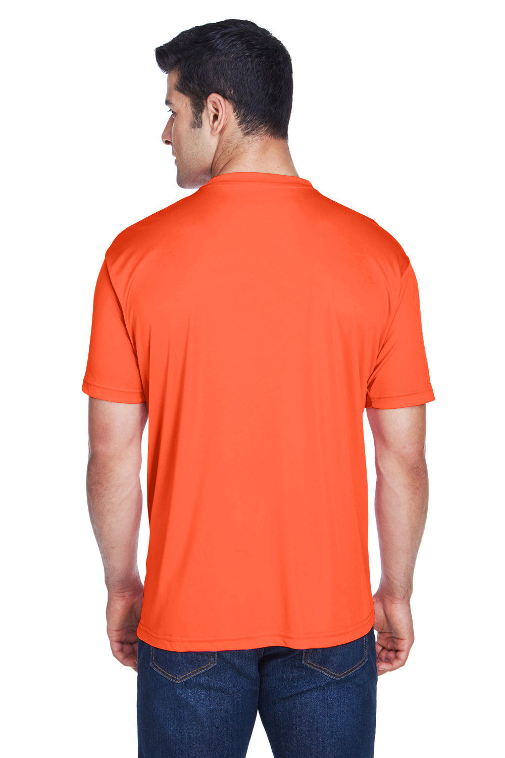 UltraClub 8420 Mens Cool & Dry Performance Moisture Wicking Short Sleeve Crewneck T-Shirt Orange Model Back