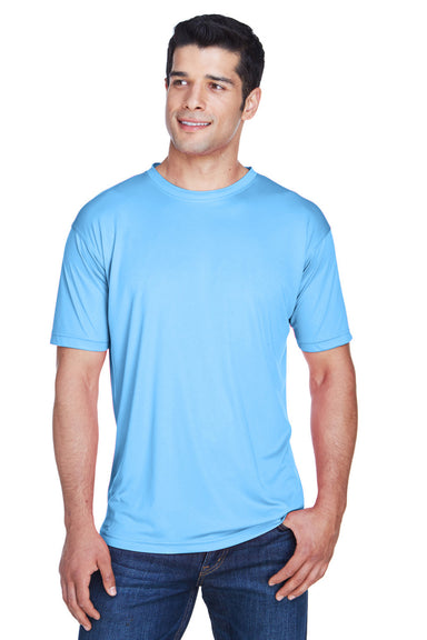 UltraClub 8420 Mens Cool & Dry Performance Moisture Wicking Short Sleeve Crewneck T-Shirt Columbia Blue Model Front