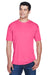 UltraClub 8420 Mens Cool & Dry Performance Moisture Wicking Short Sleeve Crewneck T-Shirt Heliconia Pink Model Front