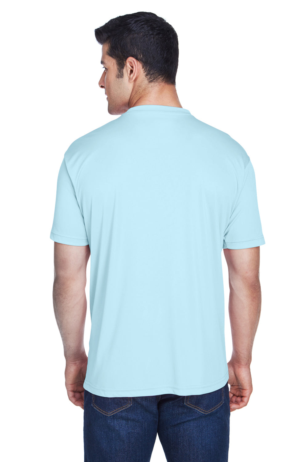 UltraClub 8420 Mens Cool & Dry Performance Moisture Wicking Short Sleeve Crewneck T-Shirt Ice Blue Model Back