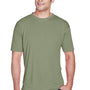 UltraClub Mens Cool & Dry Performance Moisture Wicking Short Sleeve Crewneck T-Shirt - Military Green