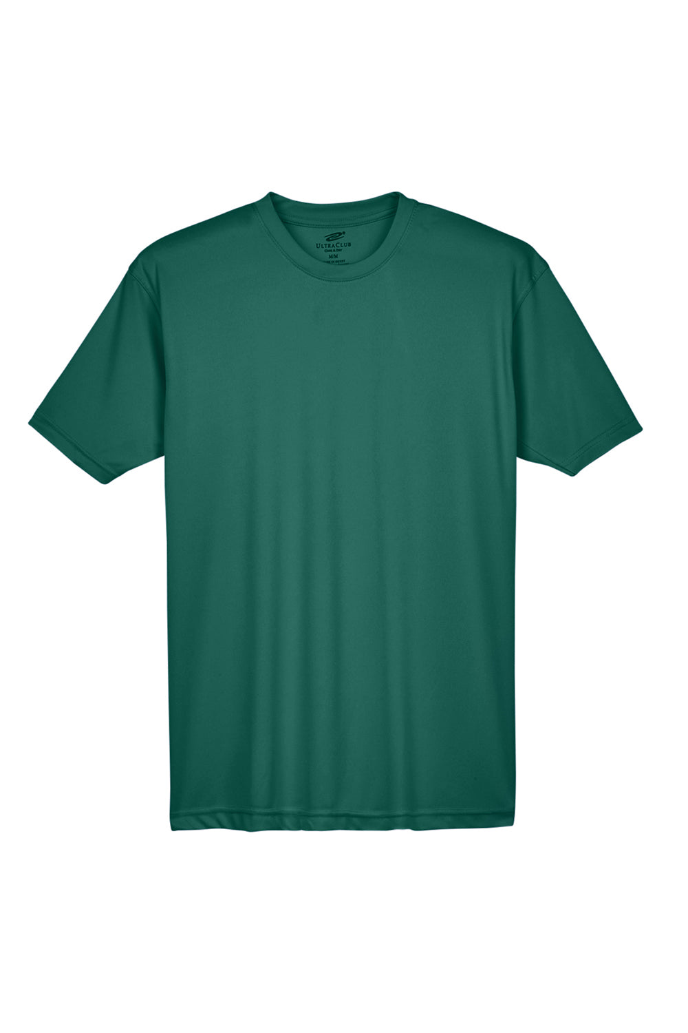 UltraClub 8420 Mens Cool & Dry Performance Moisture Wicking Short Sleeve Crewneck T-Shirt Forest Green Flat Front