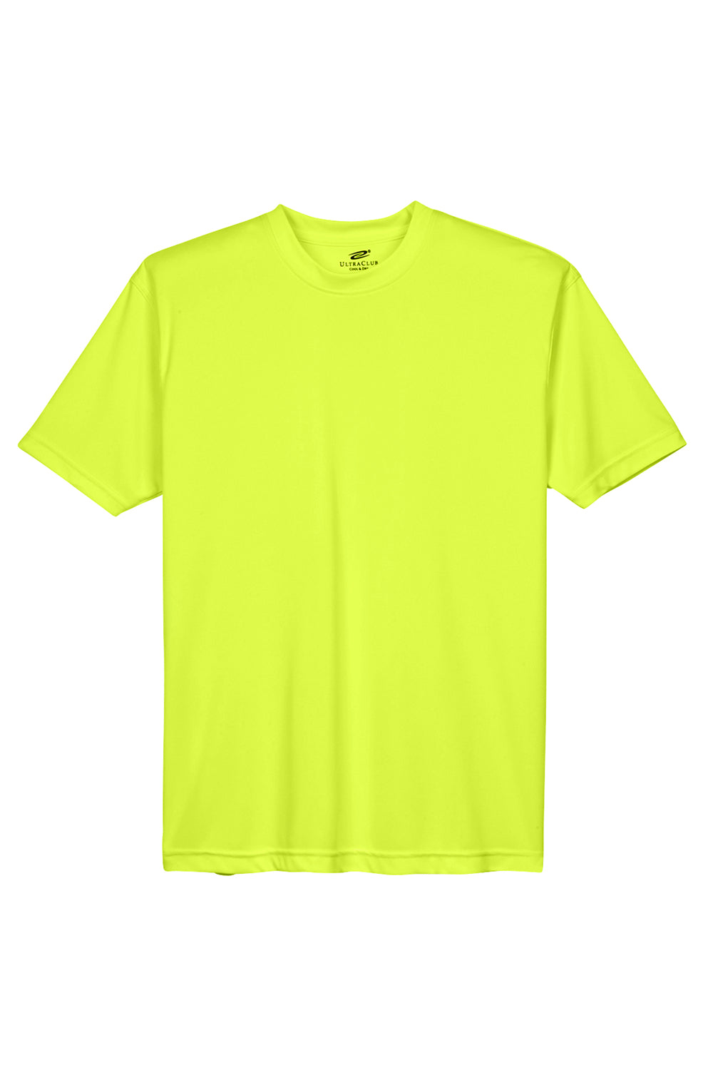 UltraClub 8420 Mens Cool & Dry Performance Moisture Wicking Short Sleeve Crewneck T-Shirt Bright Yellow Flat Front