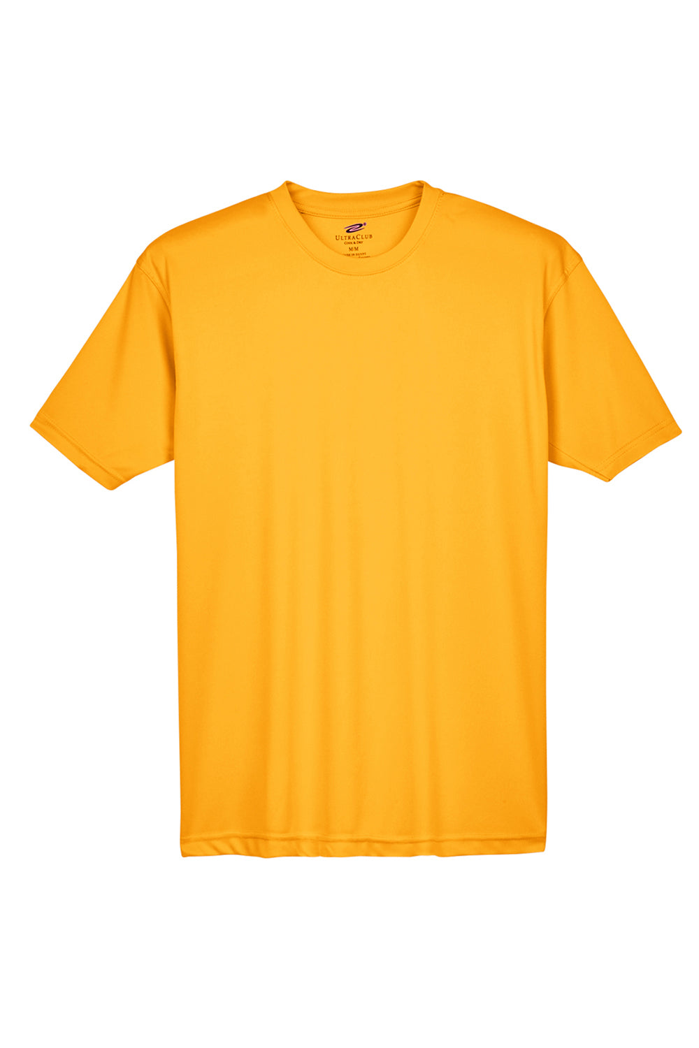 UltraClub 8420 Mens Cool & Dry Performance Moisture Wicking Short Sleeve Crewneck T-Shirt Gold Flat Front