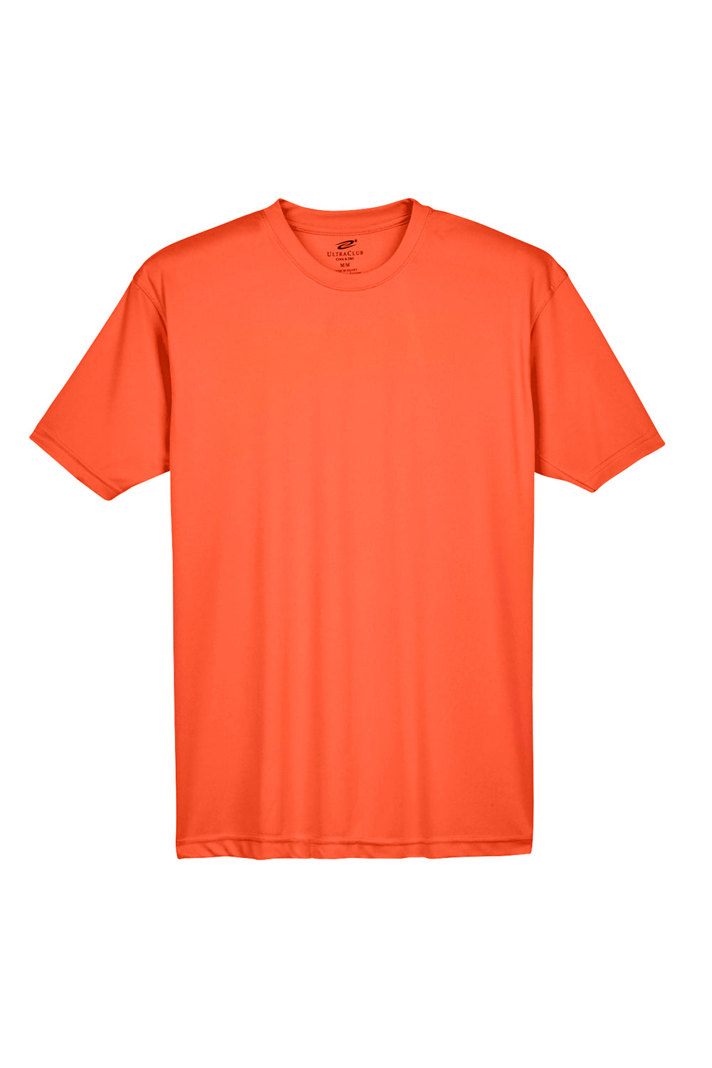 UltraClub 8420 Mens Cool & Dry Performance Moisture Wicking Short Sleeve Crewneck T-Shirt Orange Flat Front