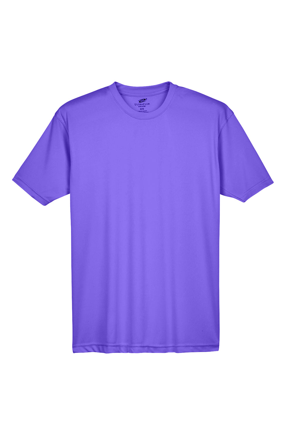 UltraClub 8420 Mens Cool & Dry Performance Moisture Wicking Short Sleeve Crewneck T-Shirt Purple Flat Front