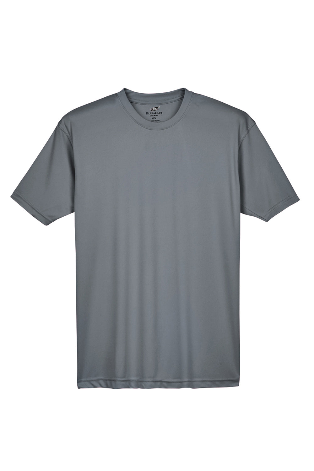 UltraClub 8420 Mens Cool & Dry Performance Moisture Wicking Short Sleeve Crewneck T-Shirt Charcoal Grey Flat Front