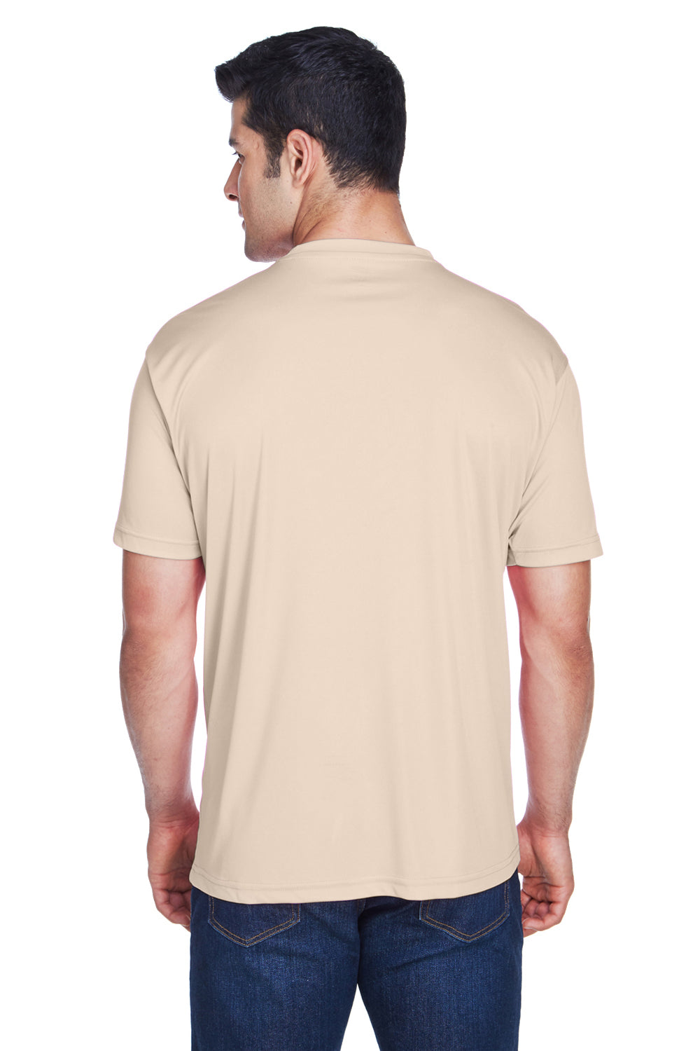 UltraClub 8420 Mens Cool & Dry Performance Moisture Wicking Short Sleeve Crewneck T-Shirt Sand Model Back