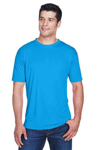 UltraClub 8420 Mens Cool & Dry Performance Moisture Wicking Short Sleeve Crewneck T-Shirt Sapphire Blue Model Front