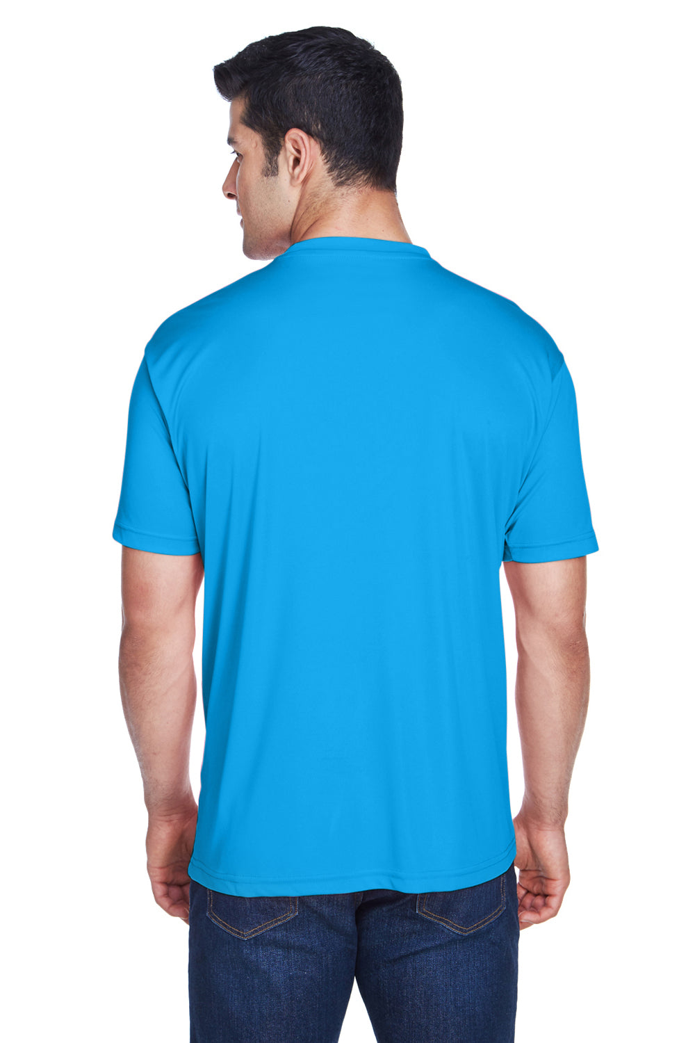 UltraClub 8420 Mens Cool & Dry Performance Moisture Wicking Short Sleeve Crewneck T-Shirt Sapphire Blue Model Back