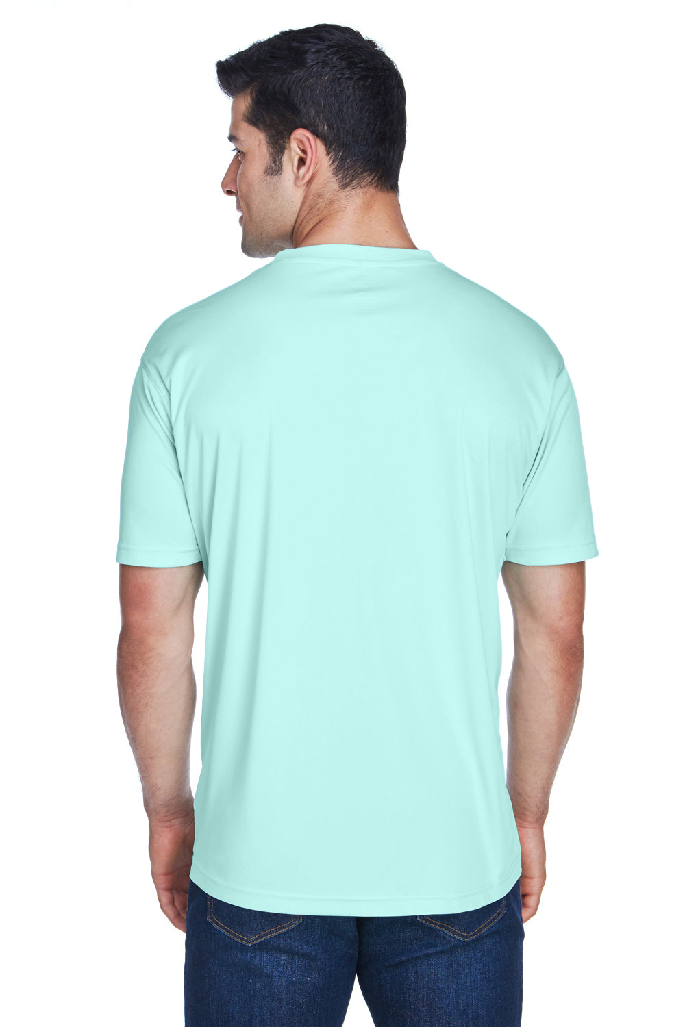 UltraClub 8420 Mens Cool & Dry Performance Moisture Wicking Short Sleeve Crewneck T-Shirt Sea Frost Green Model Back