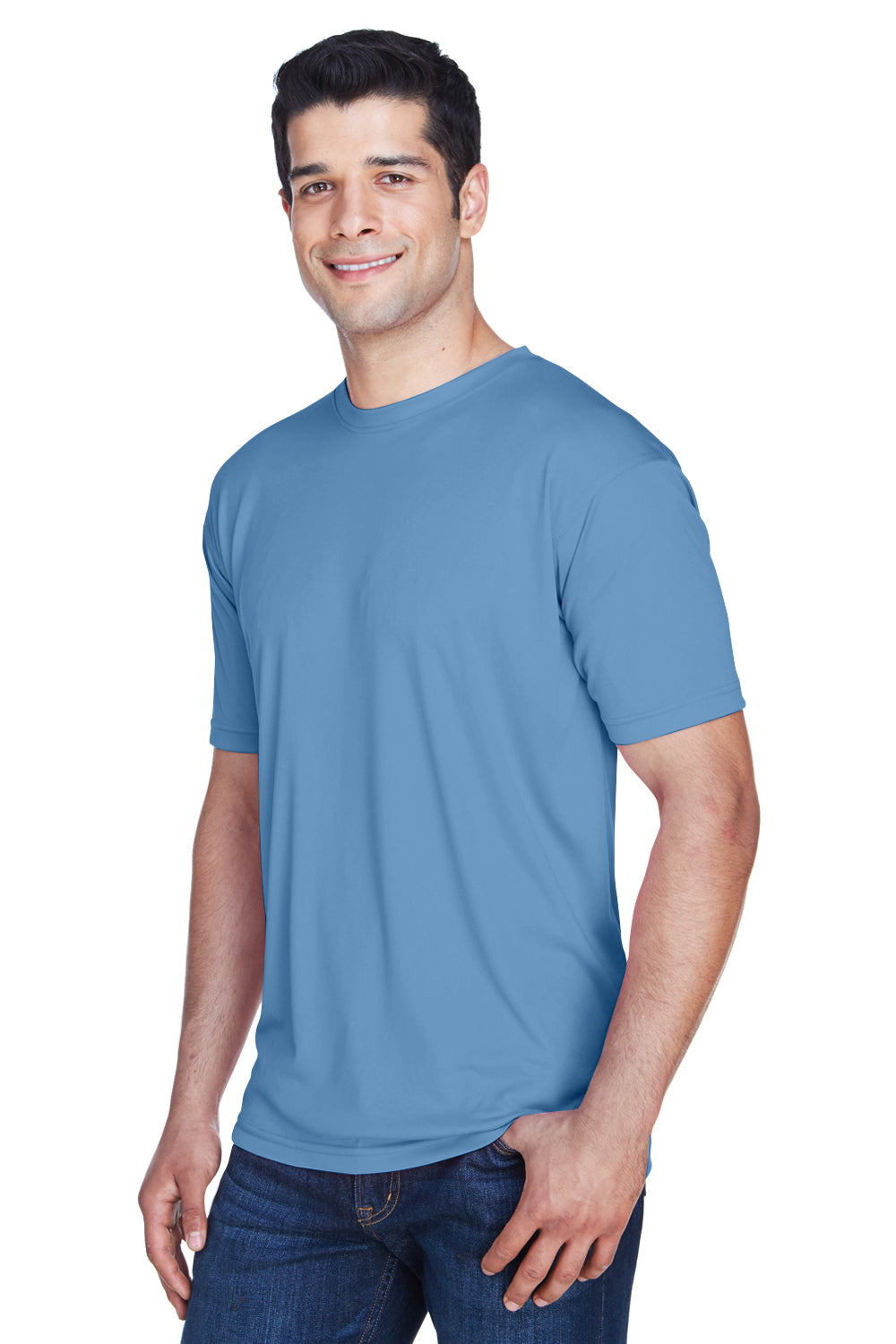 UltraClub 8420 Mens Cool & Dry Performance Moisture Wicking Short Sleeve Crewneck T-Shirt Indigo Blue Model 3q