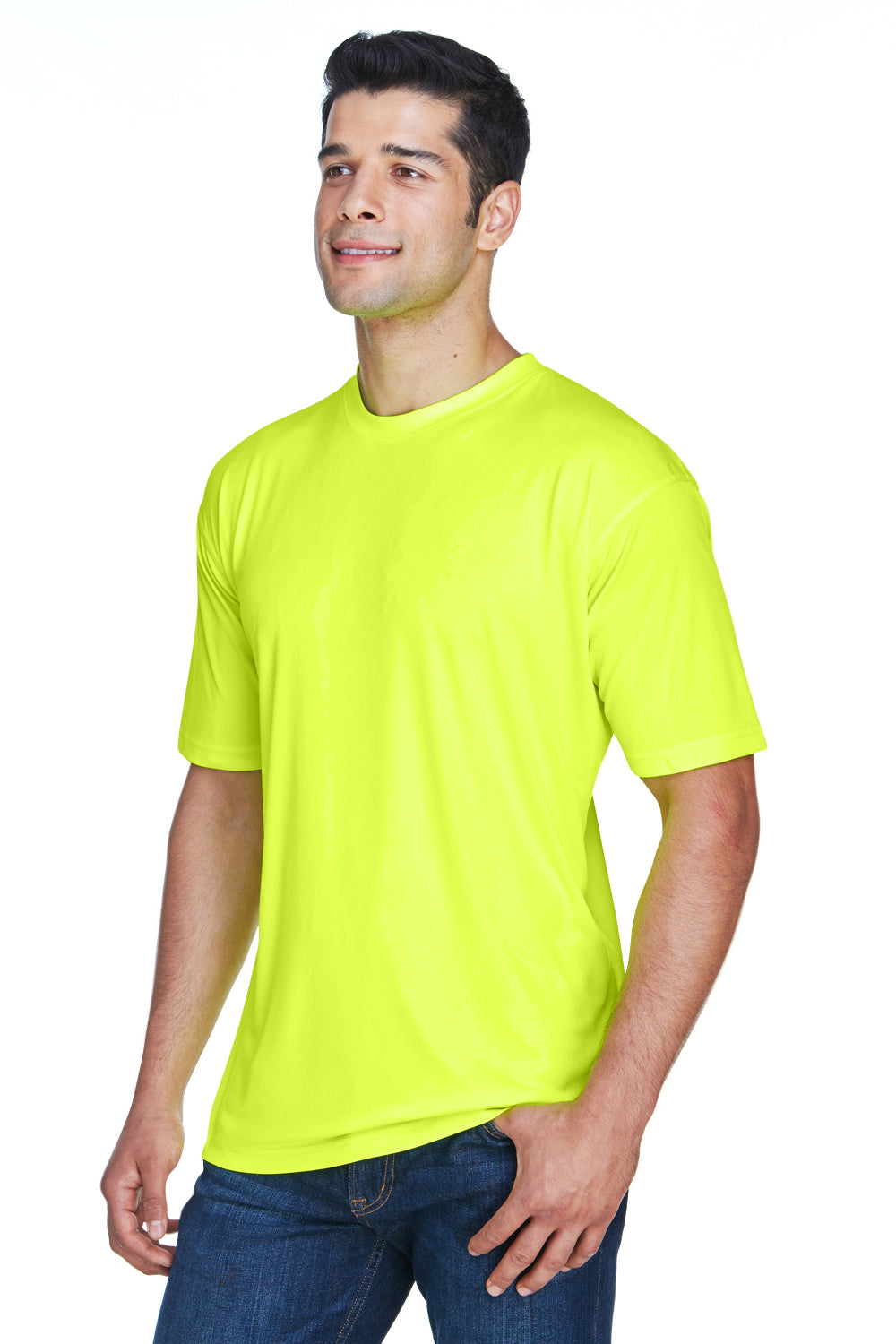 UltraClub 8420 Mens Cool & Dry Performance Moisture Wicking Short Sleeve Crewneck T-Shirt Bright Yellow Model 3q