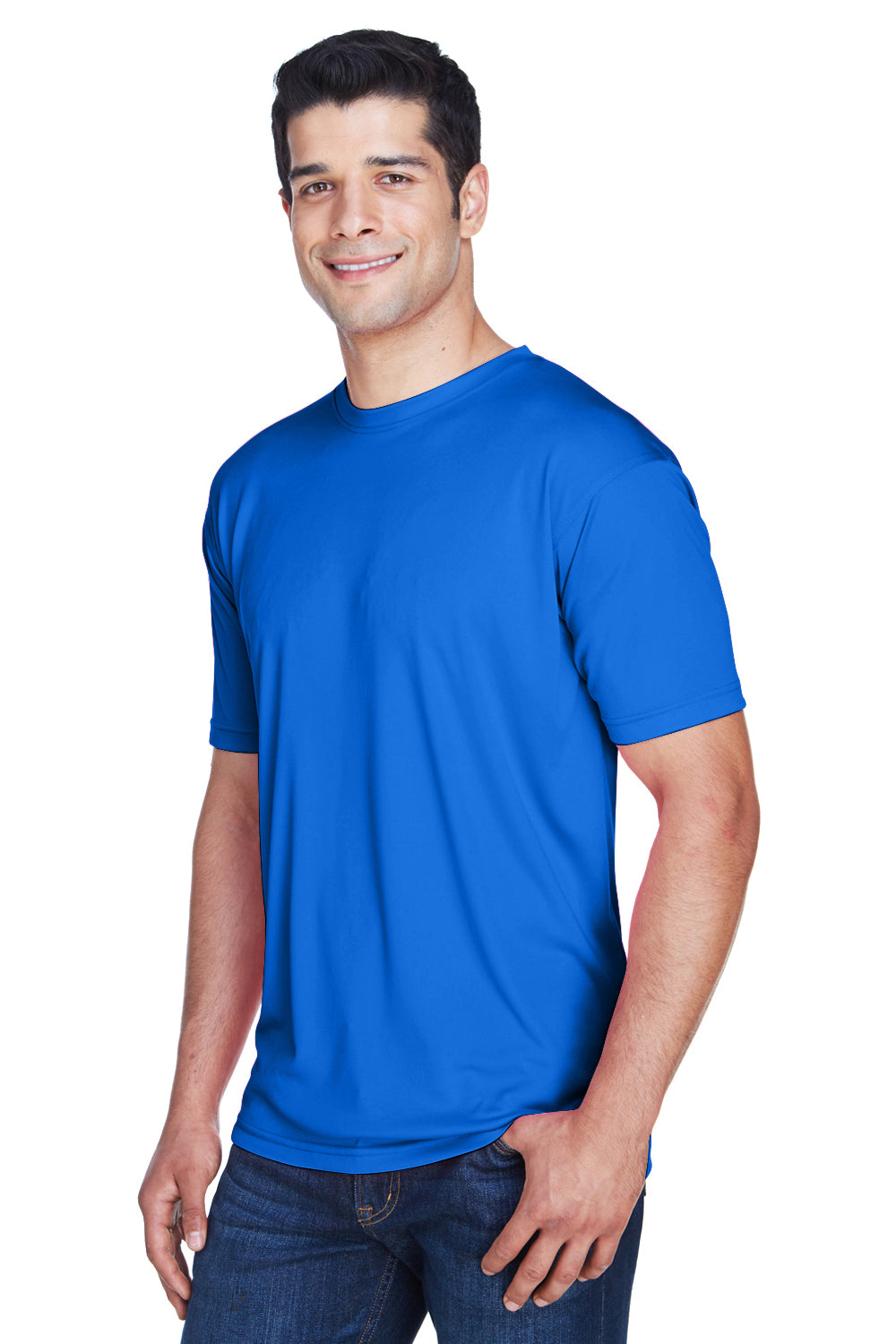 UltraClub 8420 Mens Cool & Dry Performance Moisture Wicking Short Sleeve Crewneck T-Shirt Royal Blue Model 3q