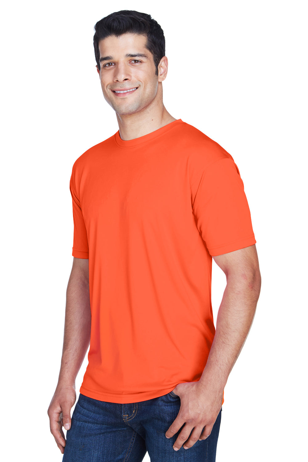 UltraClub 8420 Mens Cool & Dry Performance Moisture Wicking Short Sleeve Crewneck T-Shirt Orange Model 3q