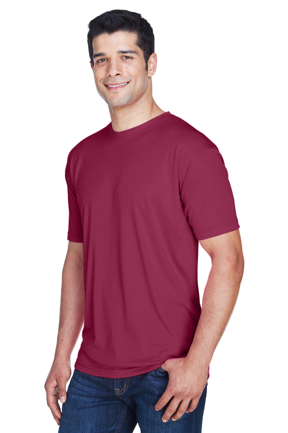 UltraClub 8420 Mens Cool & Dry Performance Moisture Wicking Short Sleeve Crewneck T-Shirt Maroon Model 3q