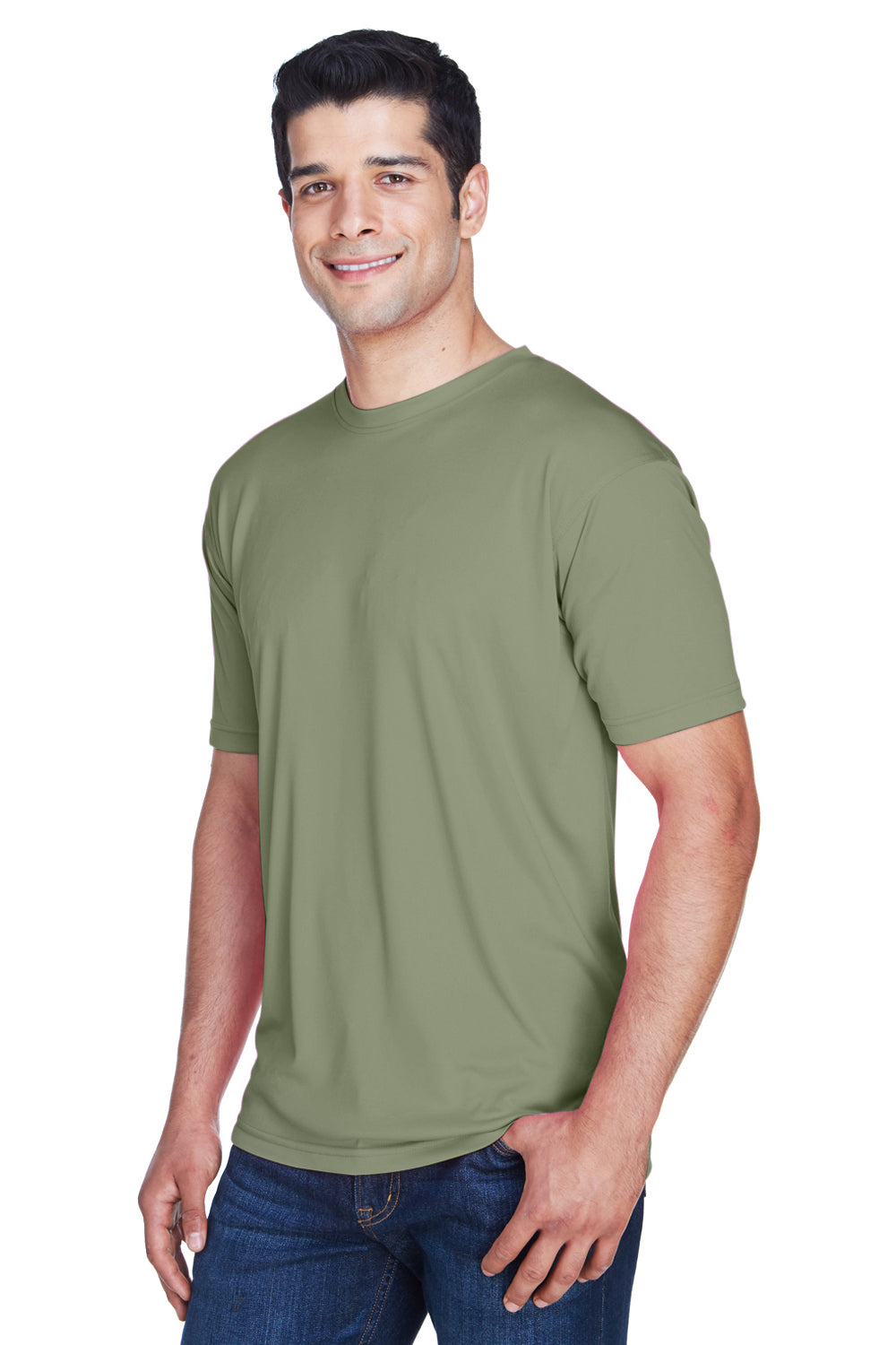 UltraClub 8420 Mens Cool & Dry Performance Moisture Wicking Short Sleeve Crewneck T-Shirt Military Green Model 3q